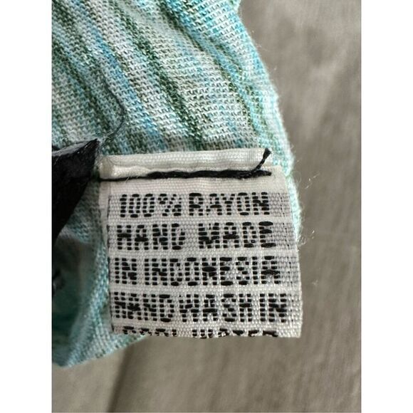 LotusTrader Hand Made Gypsy Kimono Kaftan Gauzy Batik Womens OS Green Boho - Picture 10 of 10